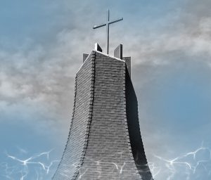 Artistic photo of the church steeple